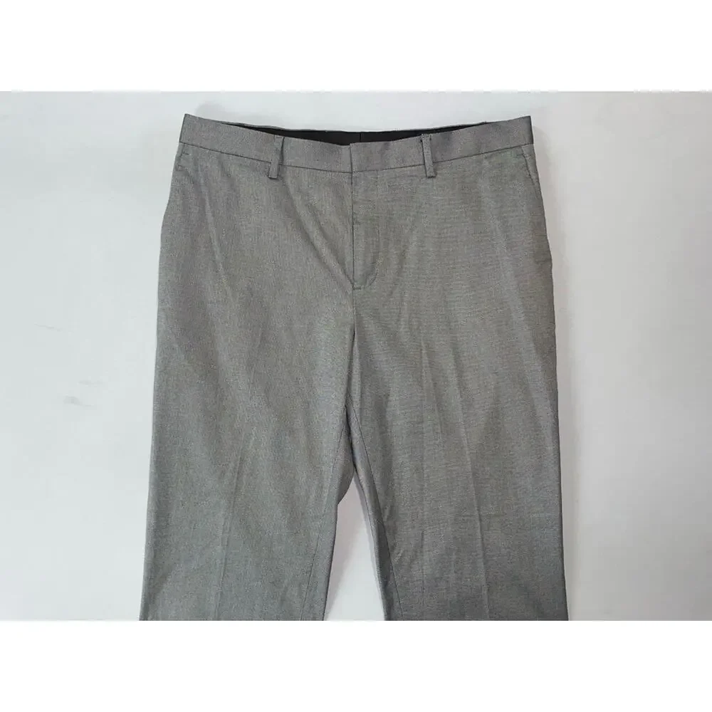 Banana Republic Slim Fit Stretch Cotton Chino Dress Pants. Gray Nailhead, 36X34.